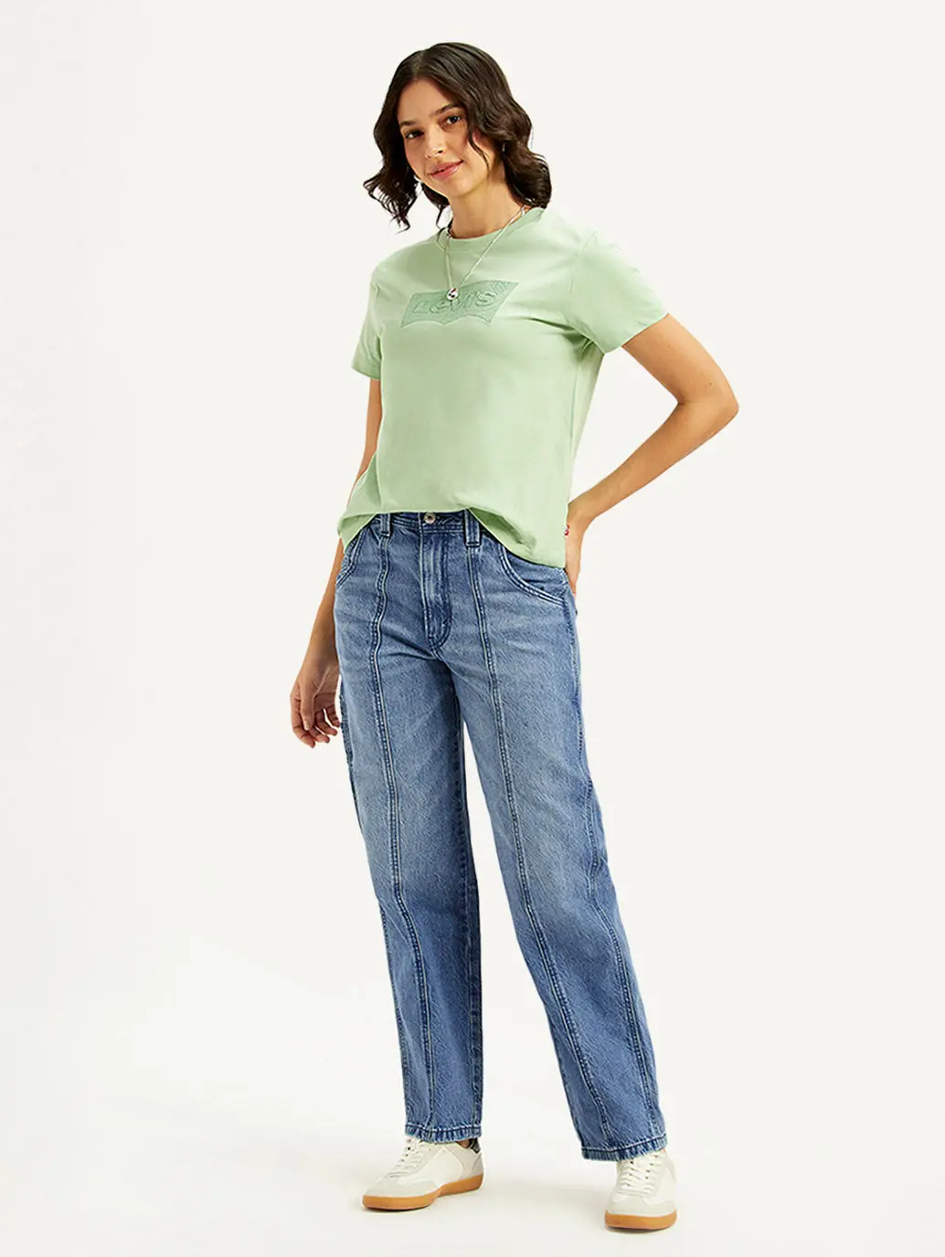 Women's Blue Baggy Fit Mid Rise Carpenter Jeans 1