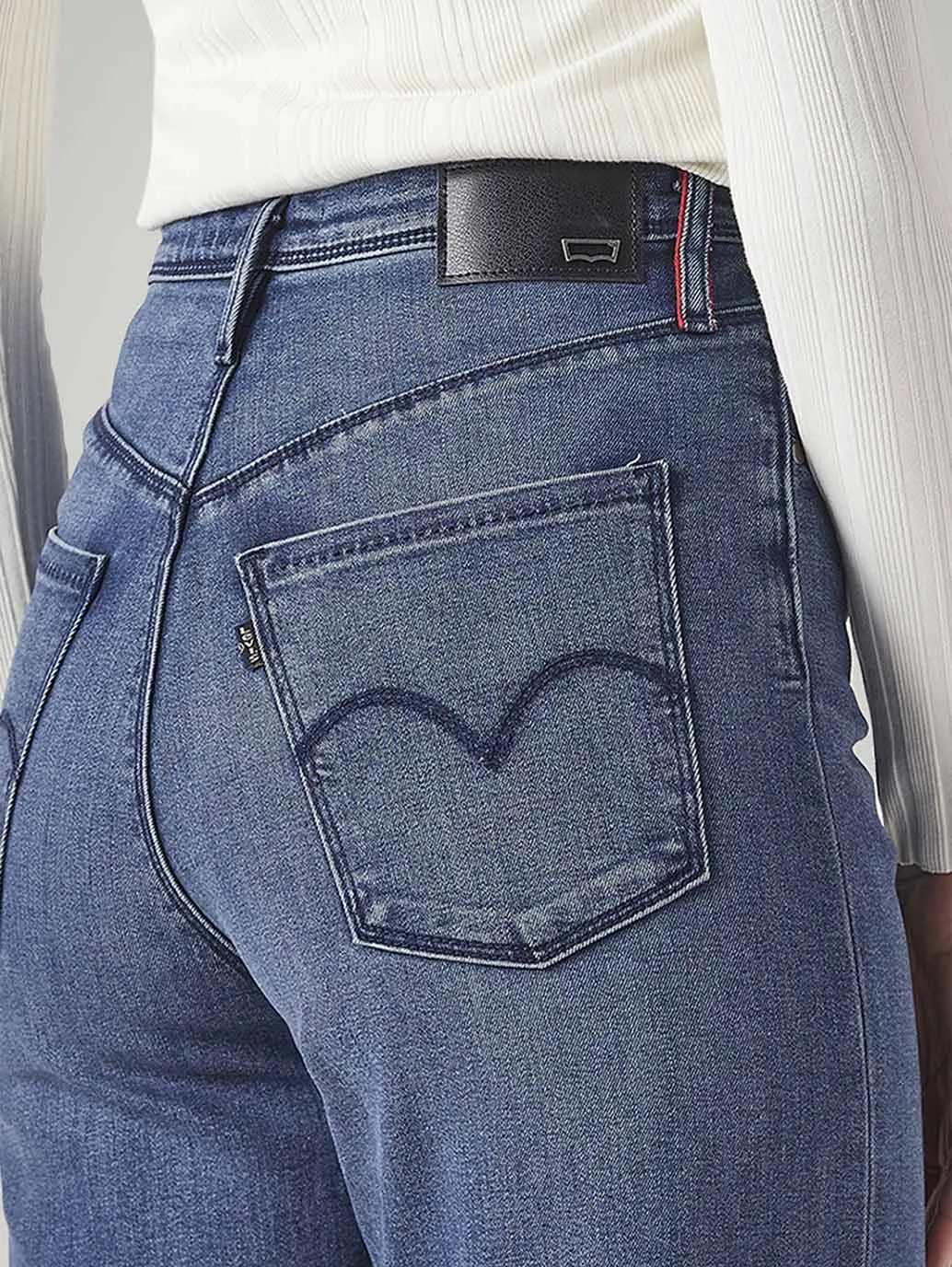 Women's Dark Indigo Ribcage Straight Fit High Rise Redloop Jeans 5