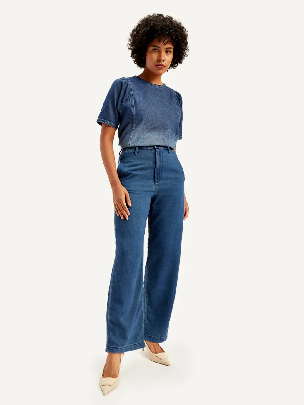 Women's Redloop Blue Loose Fit High Rise Jeans 1
