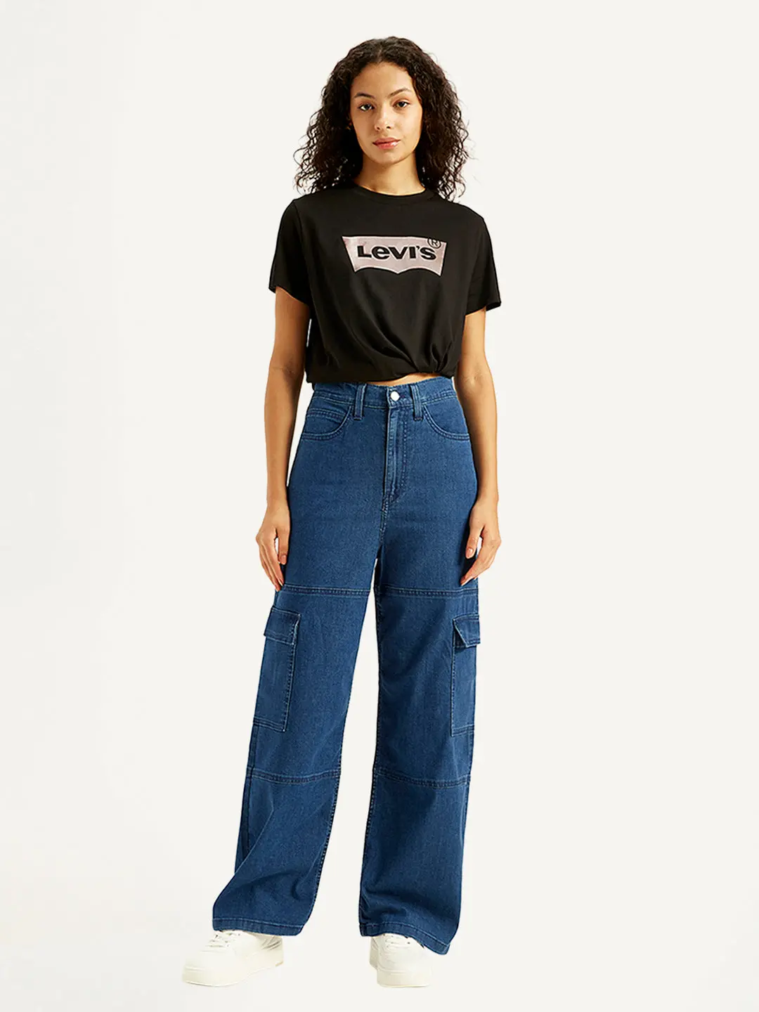Women's Blue Baggy Fit High Rise Jeans 1