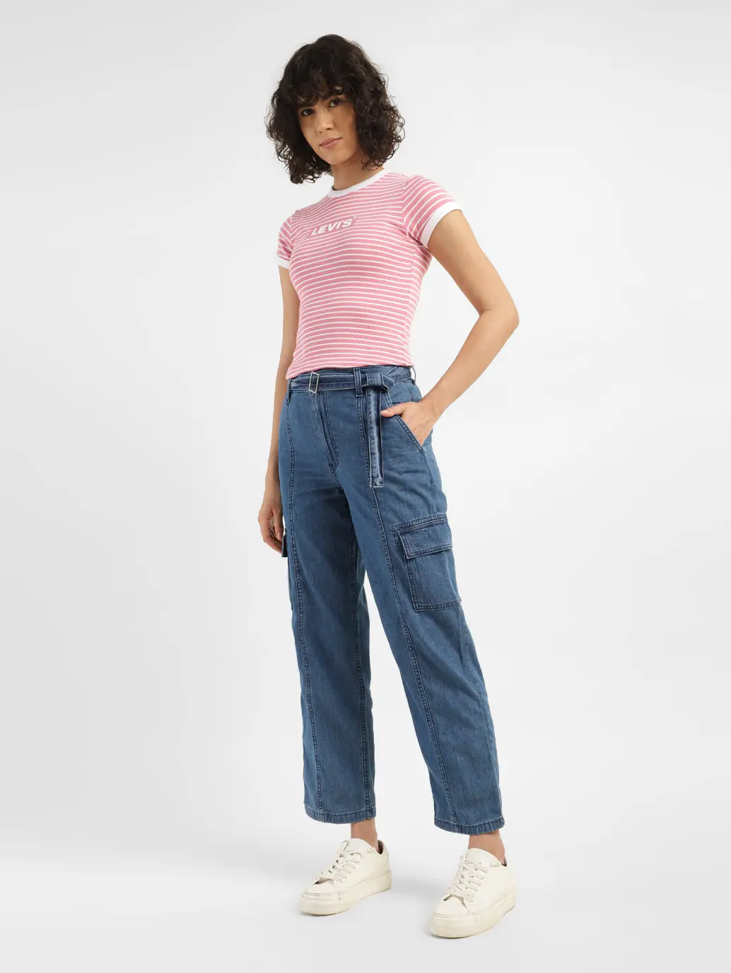 Women's 94 Blue Baggy Fit Mid Rise Jeans 1