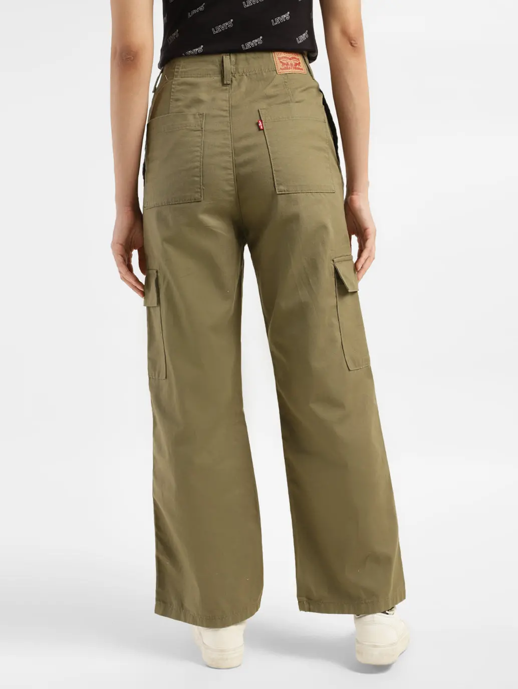 Women's High Rise Olive Loose Fit Cargo 2