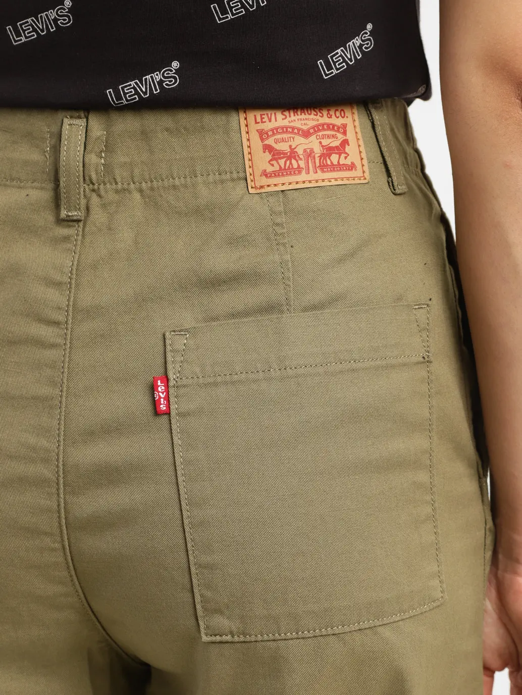 Women's High Rise Olive Loose Fit Cargo 5