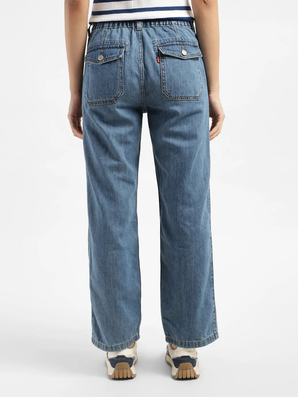 Women's 94 Blue Baggy Wide Leg Fit Mid Rise Jeans 2