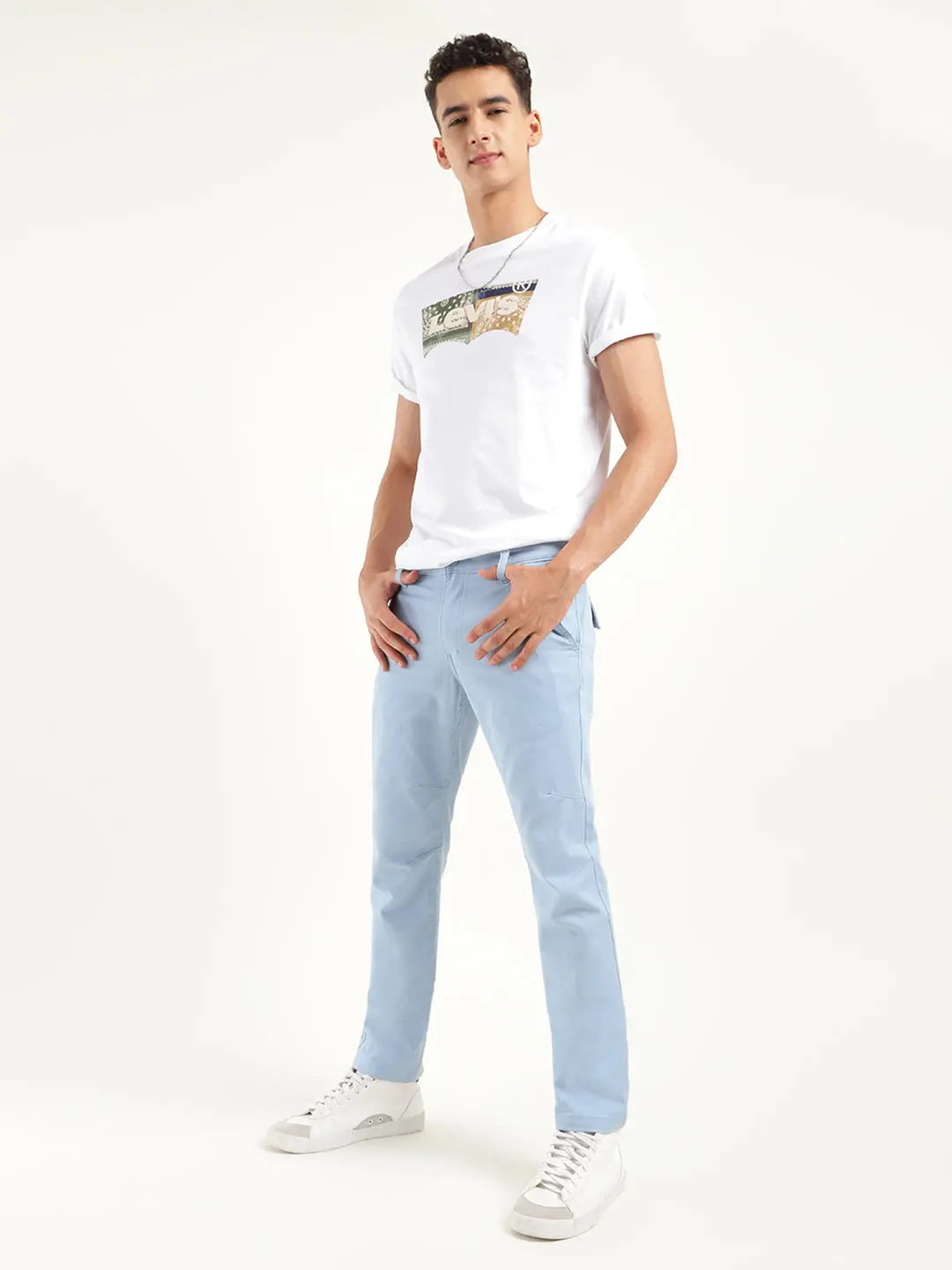 Men's Slim Fit Blue Chino Trousers 1