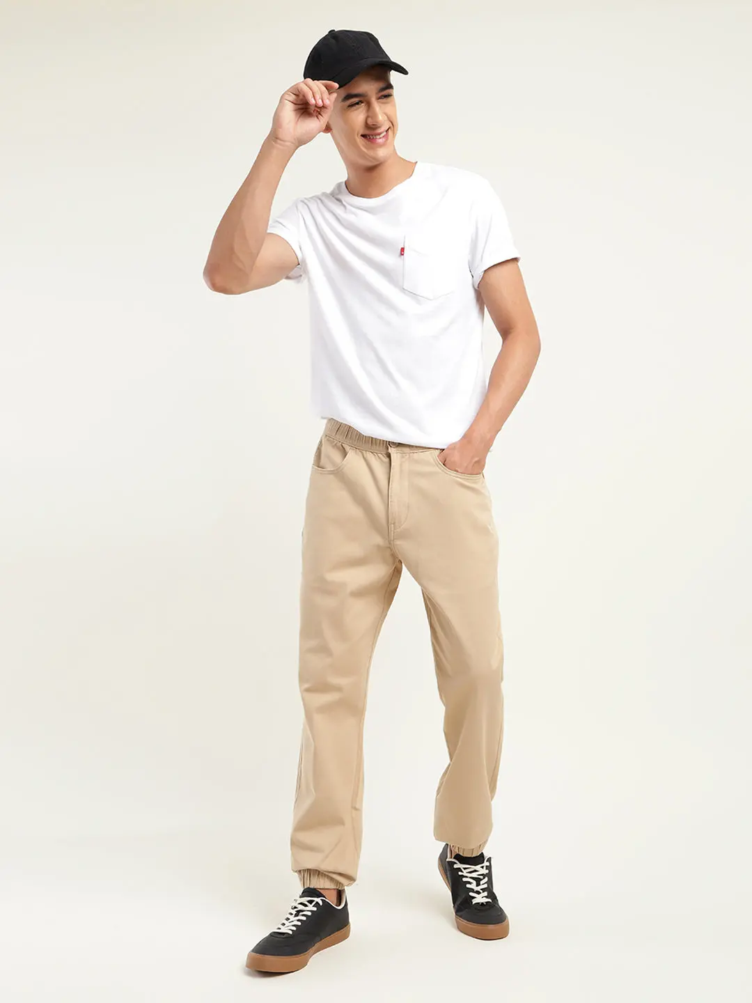 Men's Relaxed Fit Khaki Cargo Trousers 1