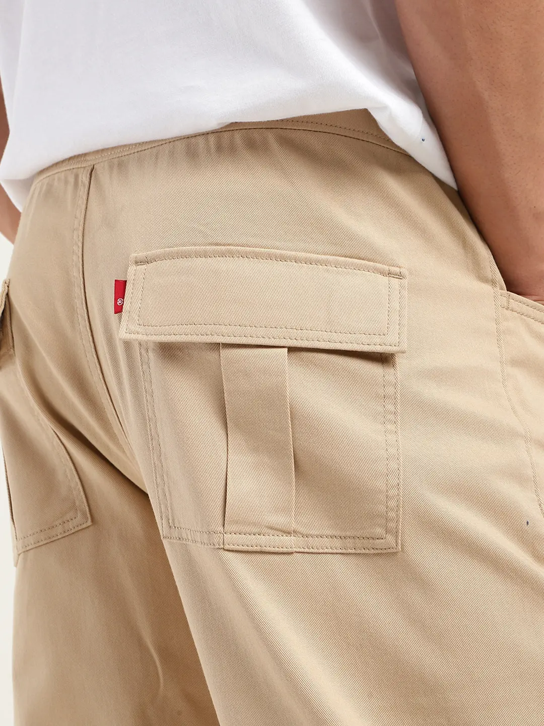 Men's Relaxed Fit Khaki Cargo Trousers 4