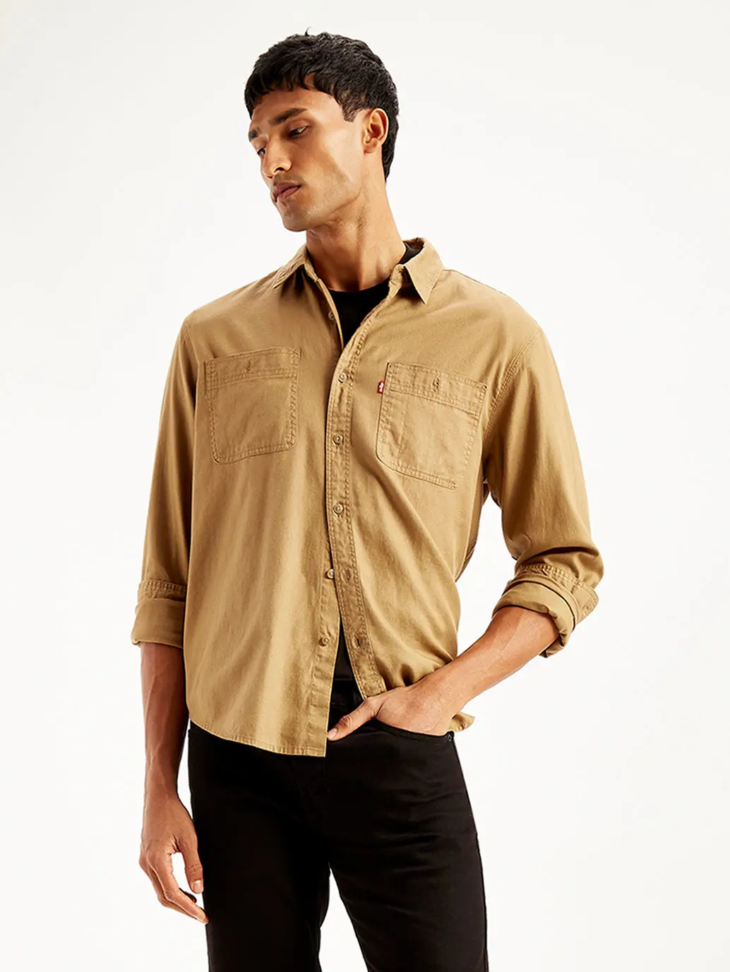 Men's Solid Slim Fit Denim Shirt 1