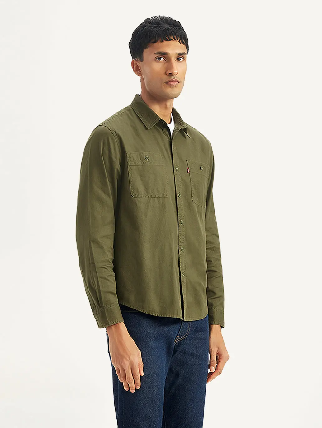 Men's Solid Slim Fit Denim Shirt 1