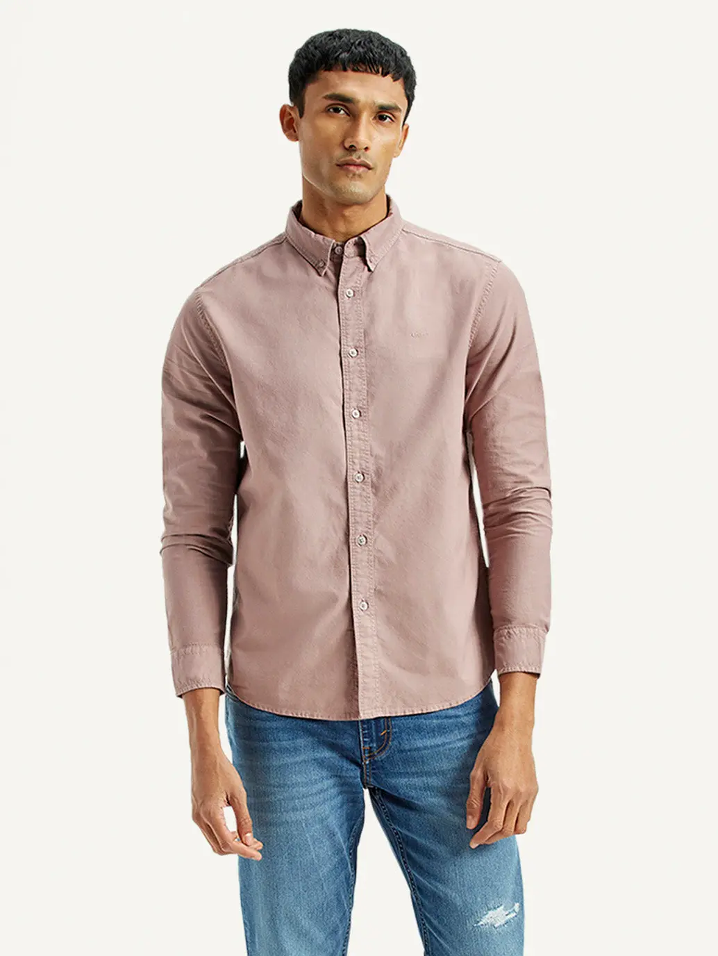 Men's Solid Overdyed Slim Fit Oxford Shirt 1