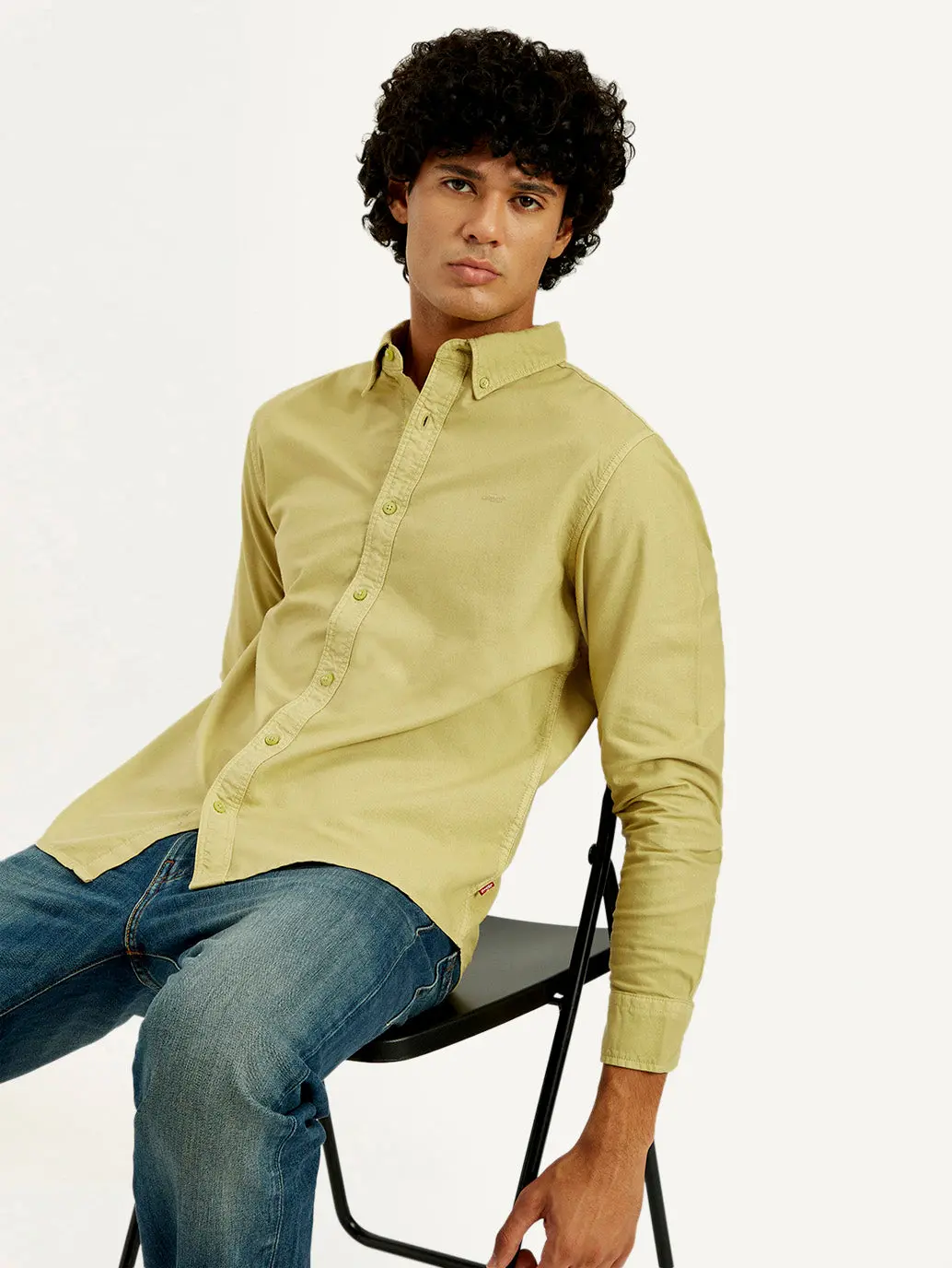 Men's Solid Overdyed Slim Fit Oxford Shirt 1
