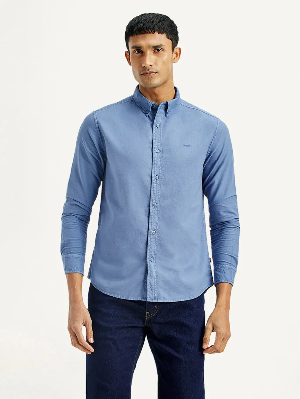 Men's Solid Overdyed Slim Fit Oxford Shirt 1