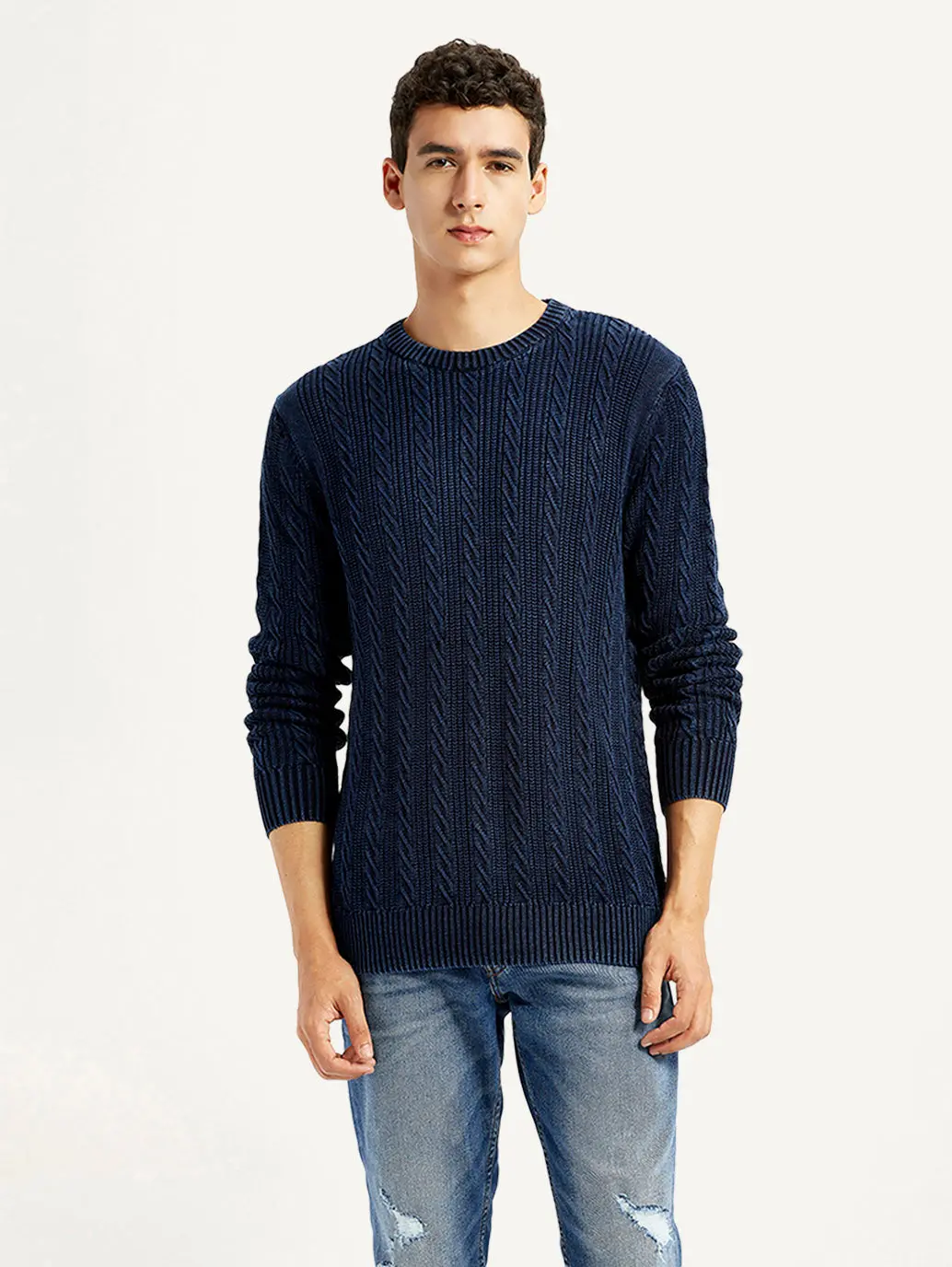 Men's Indigo Crew Neck Sweater 1