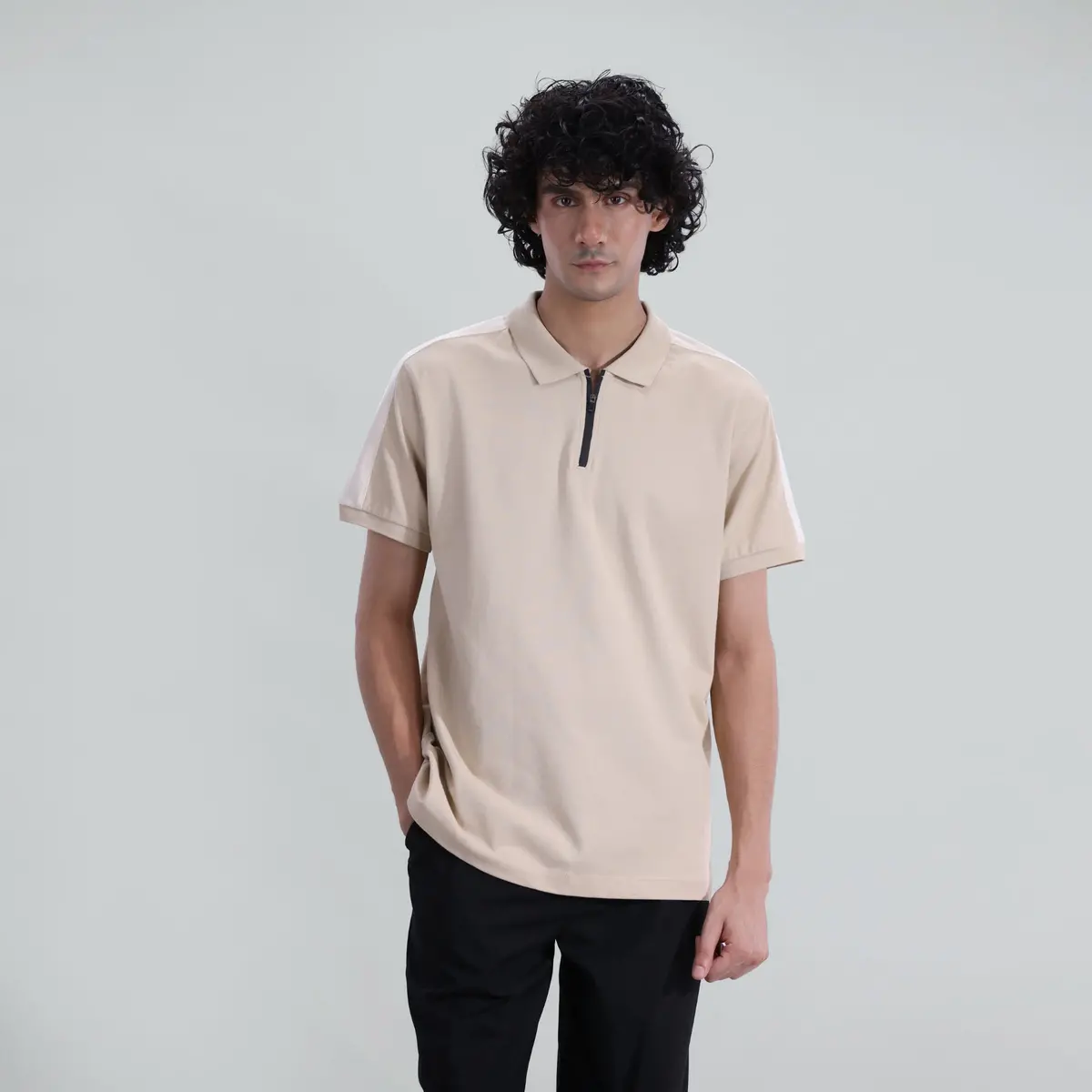 Paneled Zipper Polo 1