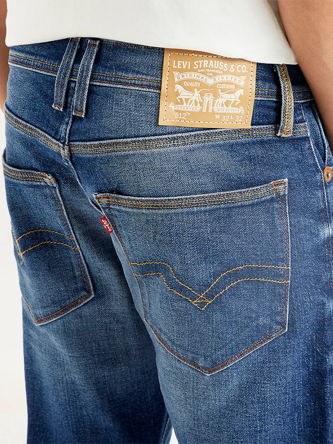Men's 512 Blue Slim Tapered Fit Mid Rise Jeans 5