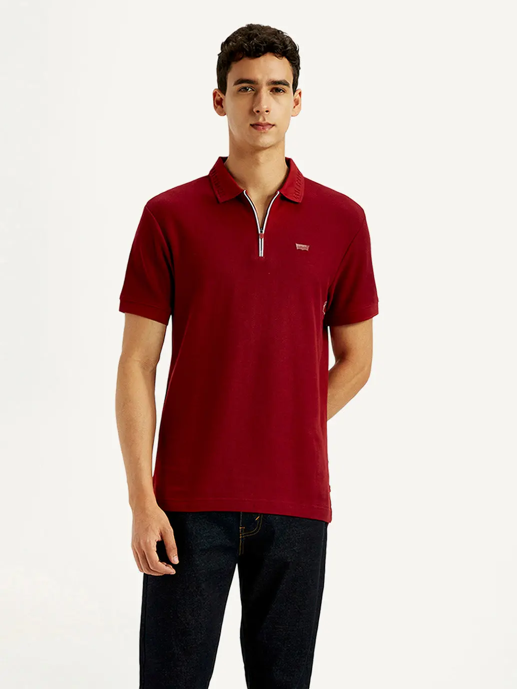 Men's Solid Red Slim Fit Polo T-Shirt 1