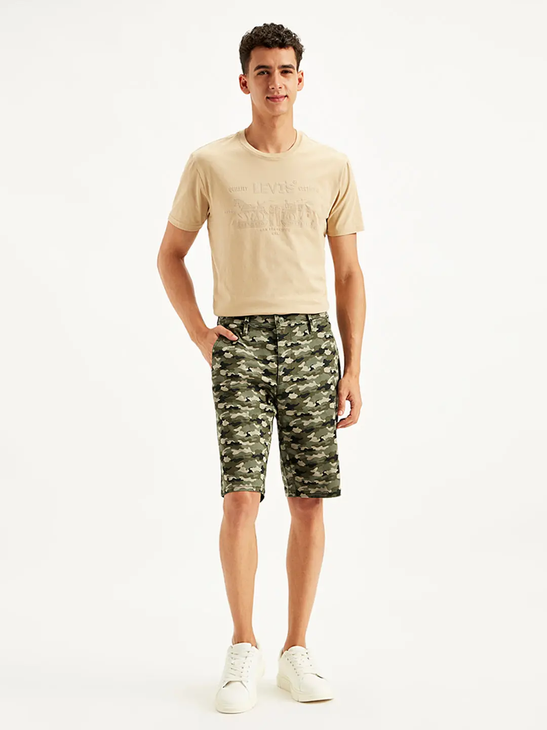 Men's Olive Tapered Chino Shorts 1