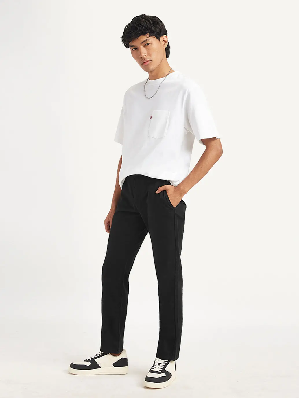 Men's Black Tapered Chino Trousers 1