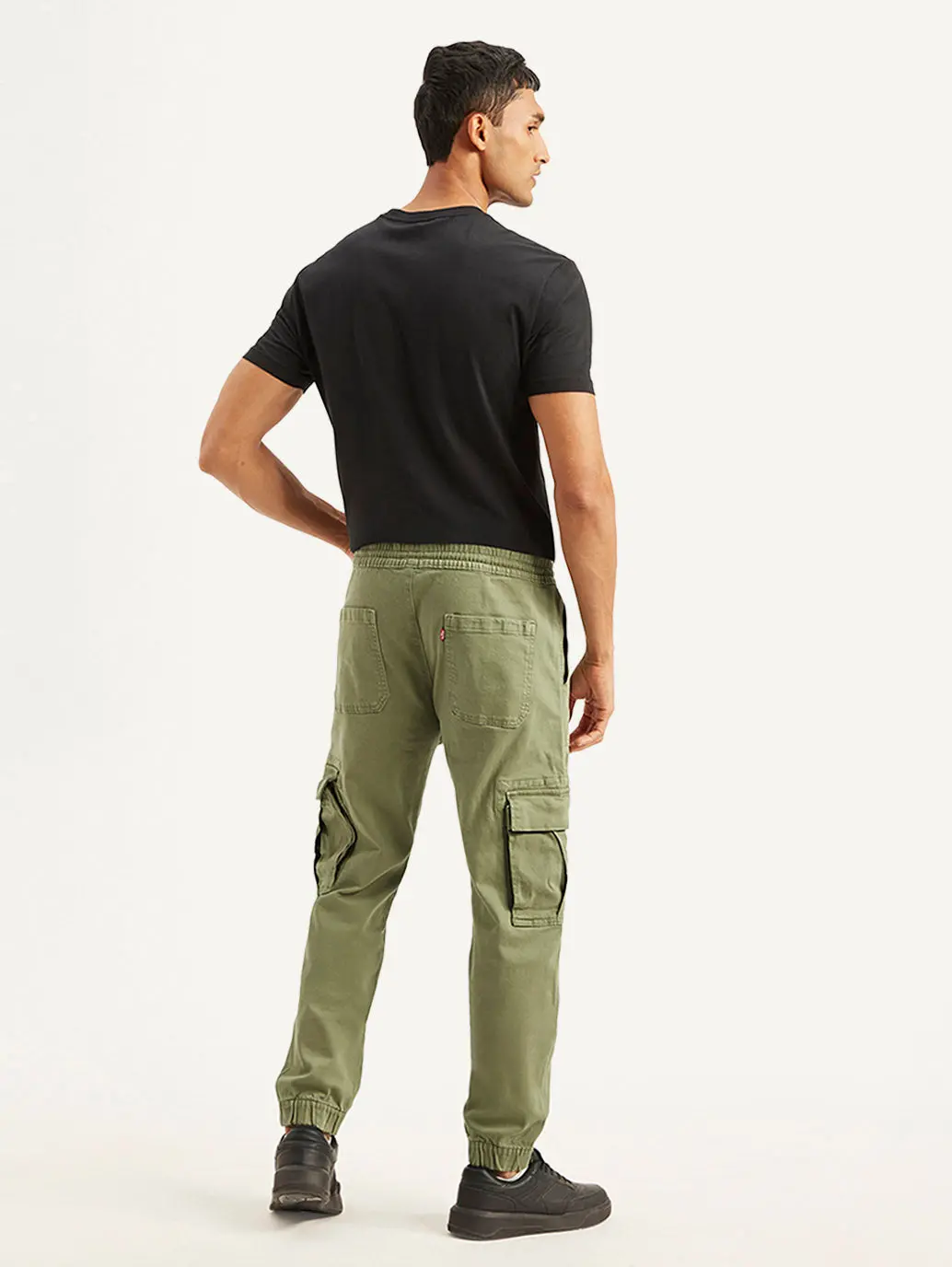 Men's Olive Loose Fit Cargo Trousers 3
