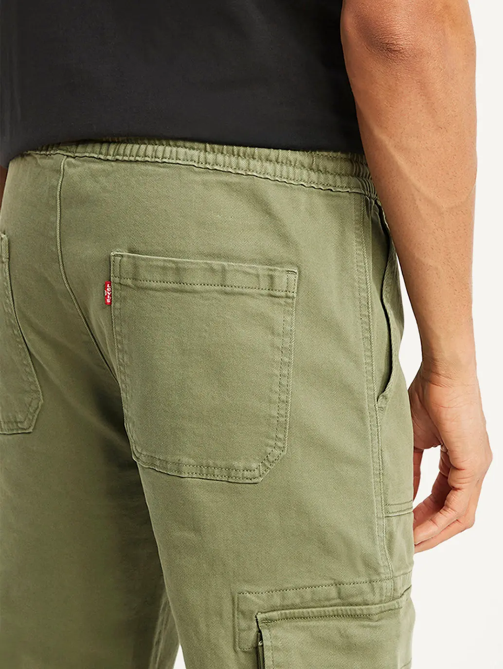Men's Olive Loose Fit Cargo Trousers 4