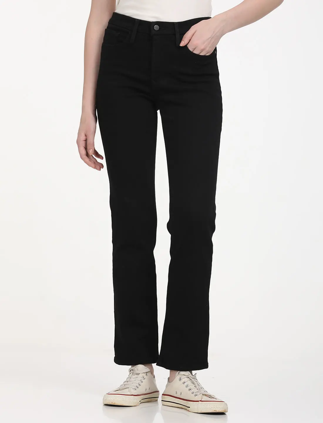 Women's Redloop 314 Black Straight Fit Mid Rise Jeans 1