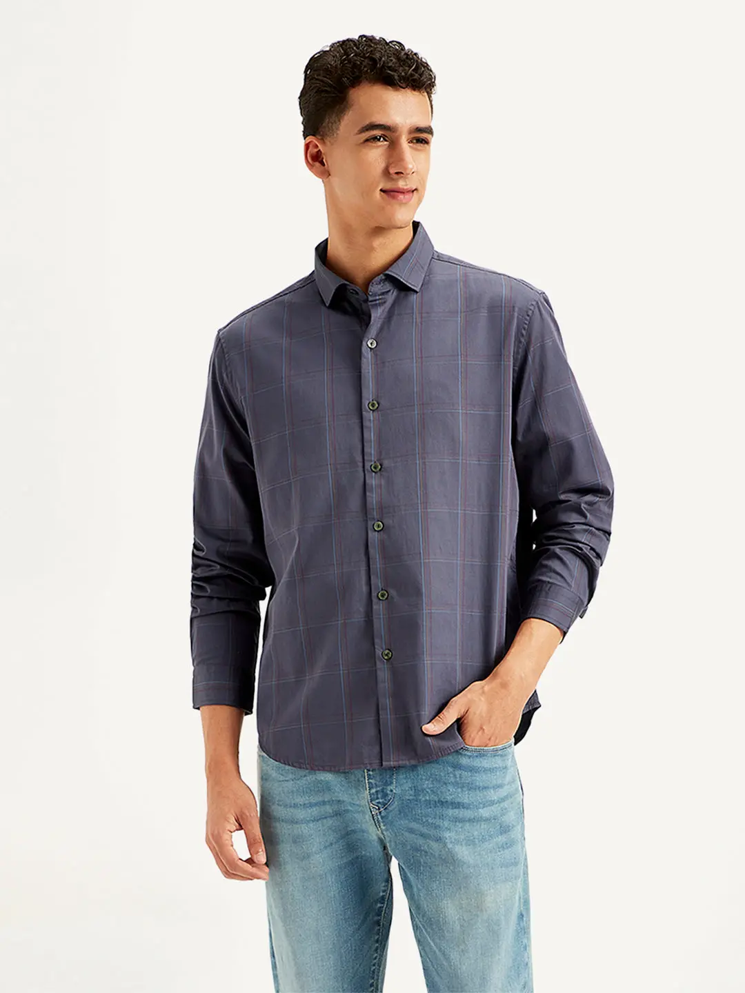 Men's Redloop Checkered Spread Collar Shirt 1