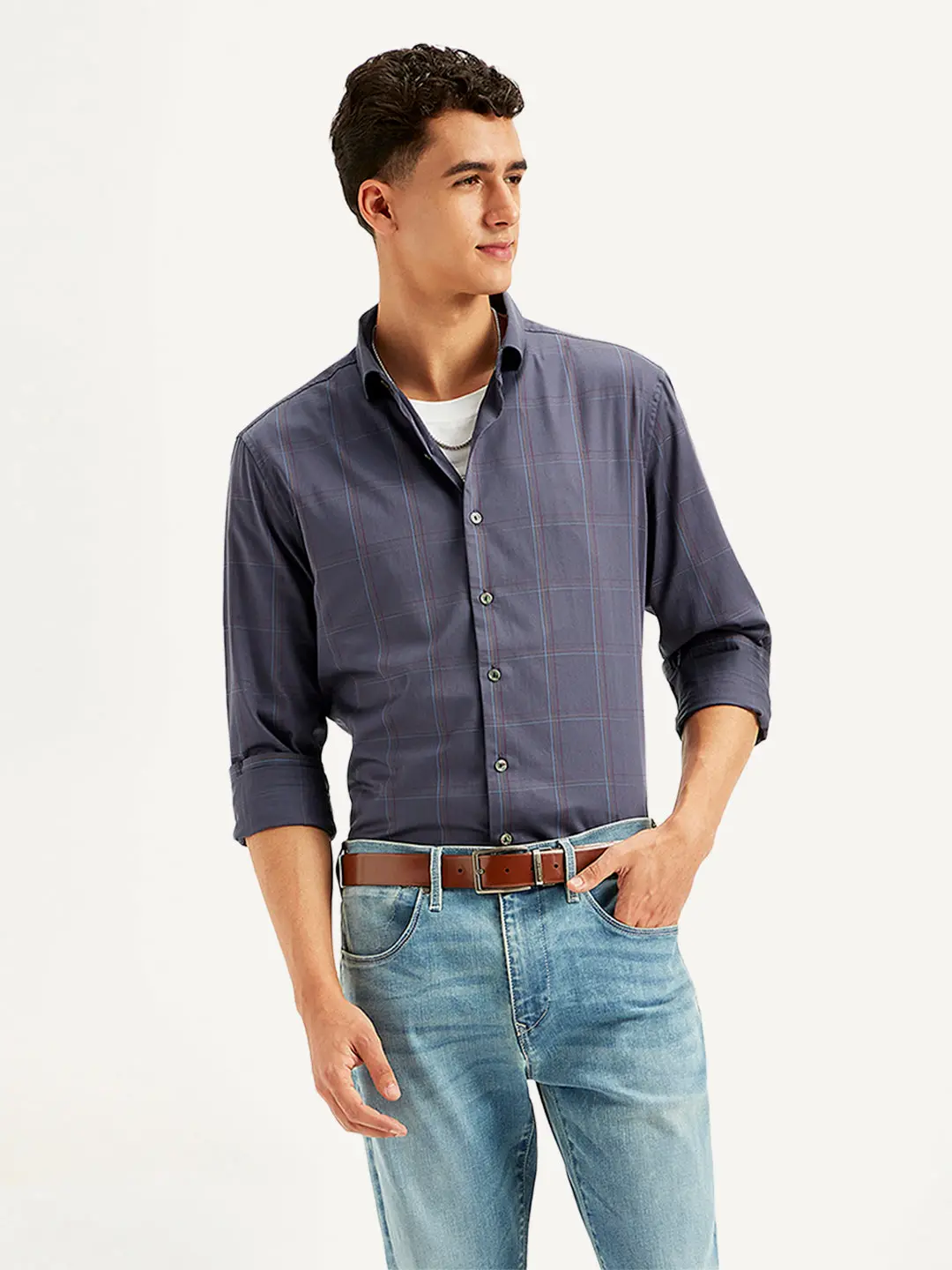 Men's Redloop Checkered Spread Collar Shirt 5