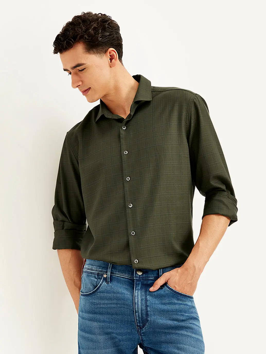 Men's Redloop Checkered Spread Collar Shirt 1