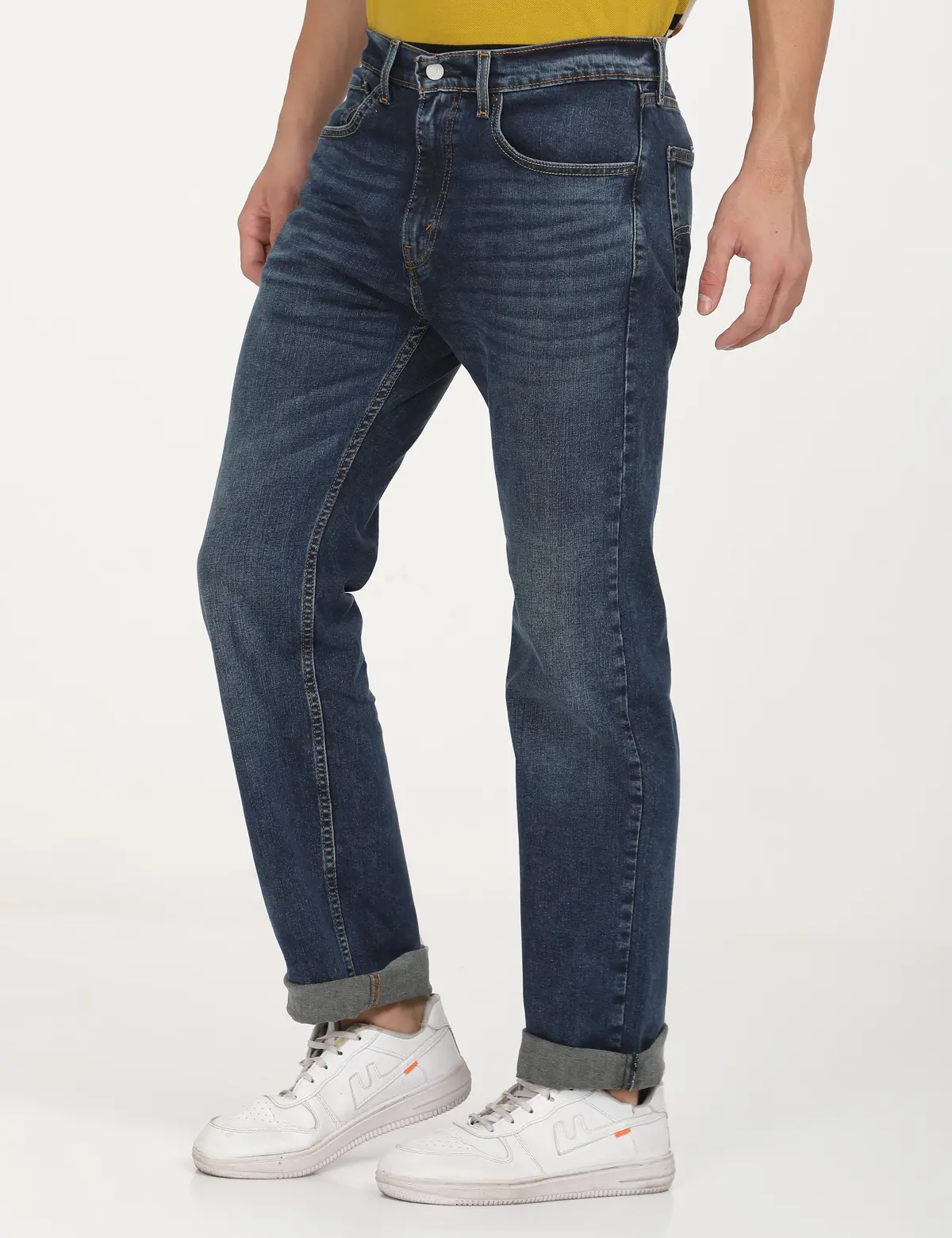 Men's 505 Blue Straight Fit Mid Rise Jeans 1