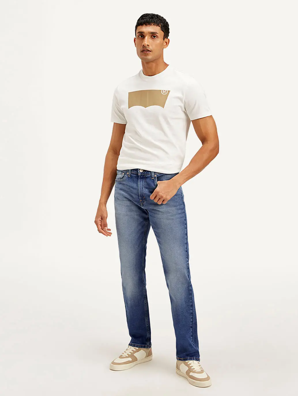 Men's 505 Blue Straight Fit Mid Rise Jeans 3
