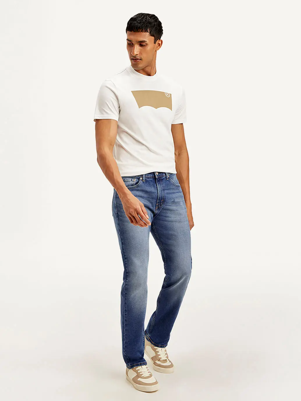 Men's 505 Blue Straight Fit Mid Rise Jeans 7