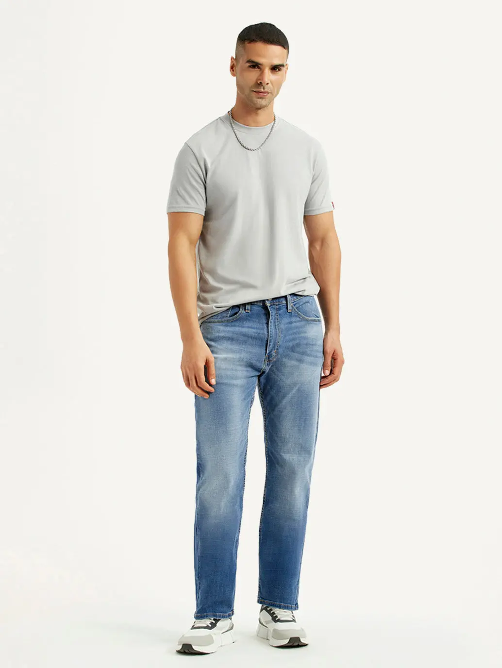 Men's 505 Blue Straight Fit Mid Rise Jeans 1