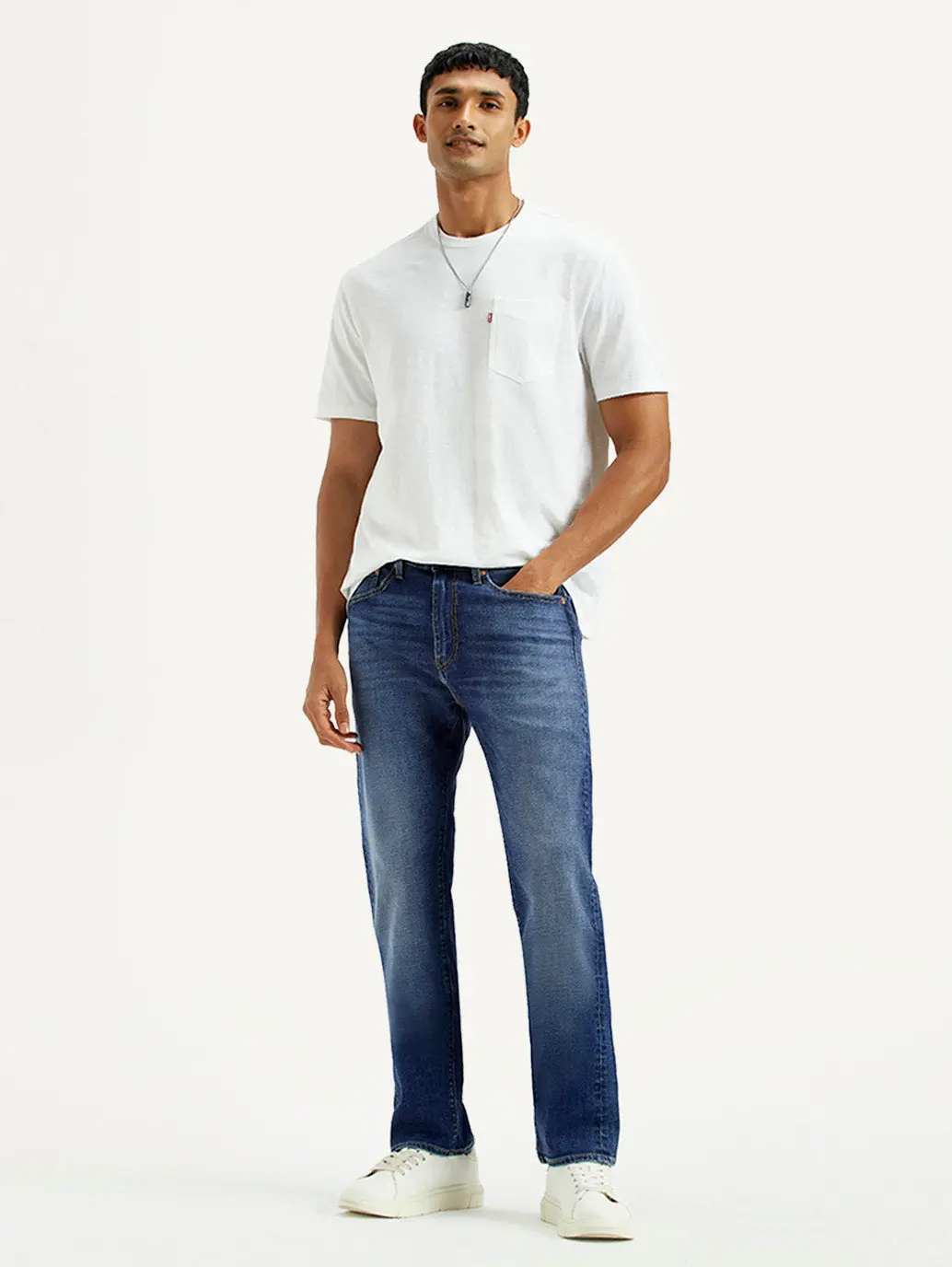 Men's 505 Light Indigo Straight Fit Mid Rise Linen Jeans 1