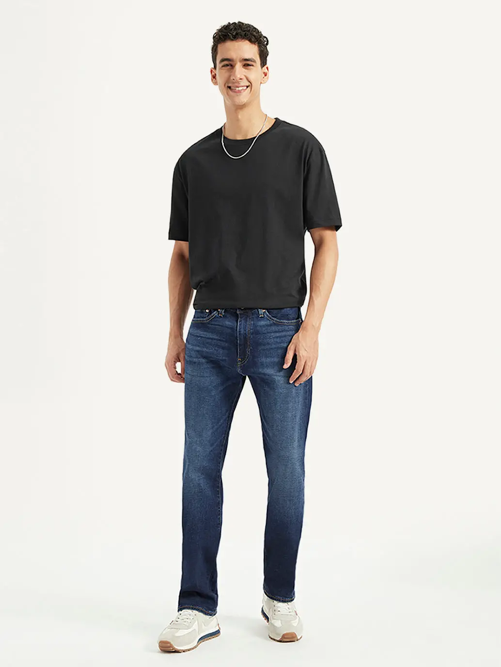 Men's 505 Blue Straight Fit Mid Rise Jeans 1