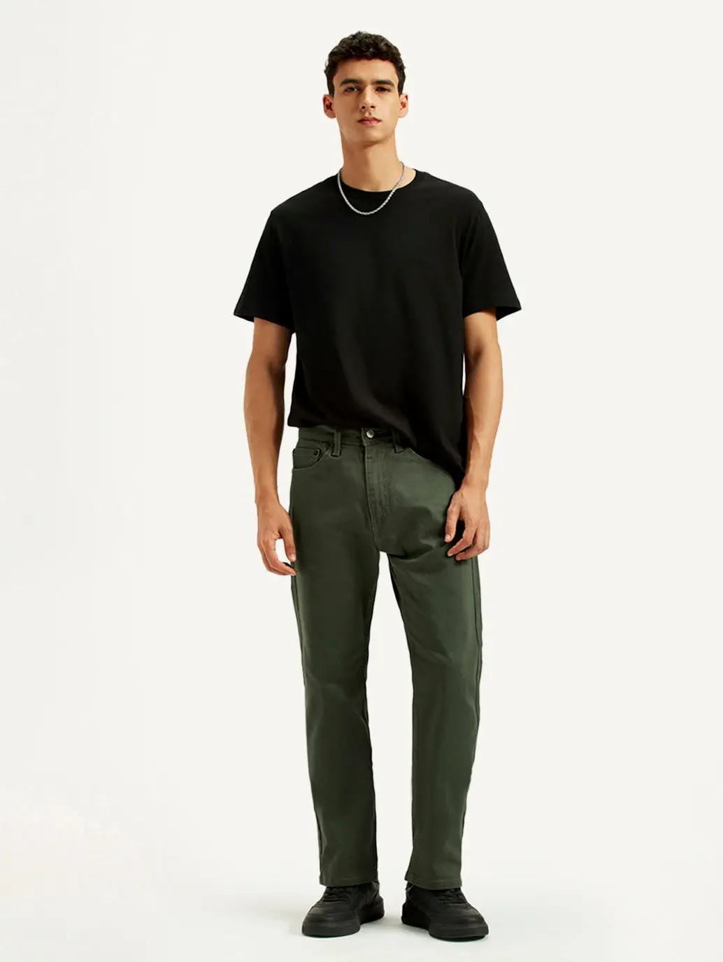Men's 505 Olive Green Overdyed Straight Fit Mid Rise Jeans 1