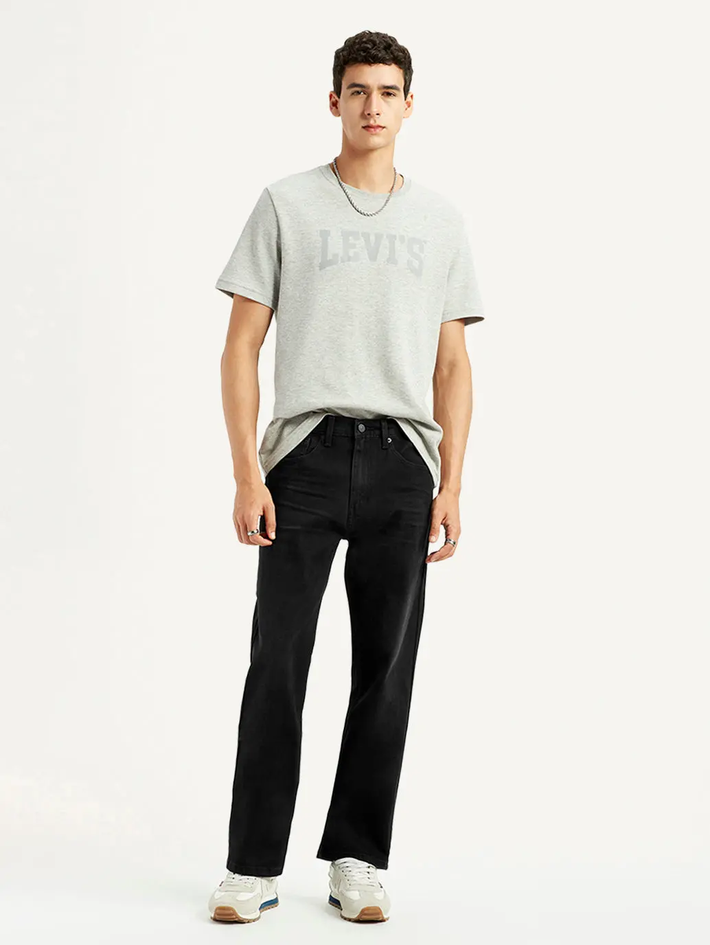 Men's 505 Black Straight Fit Mid Rise Jeans 1