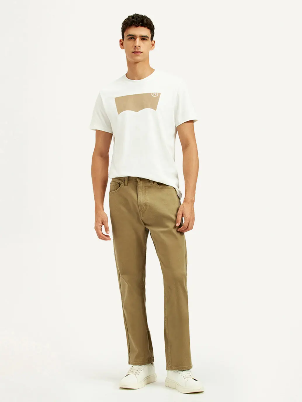 Men's 505 Khaki Overdyed Straight Fit Mid Rise Jeans 1