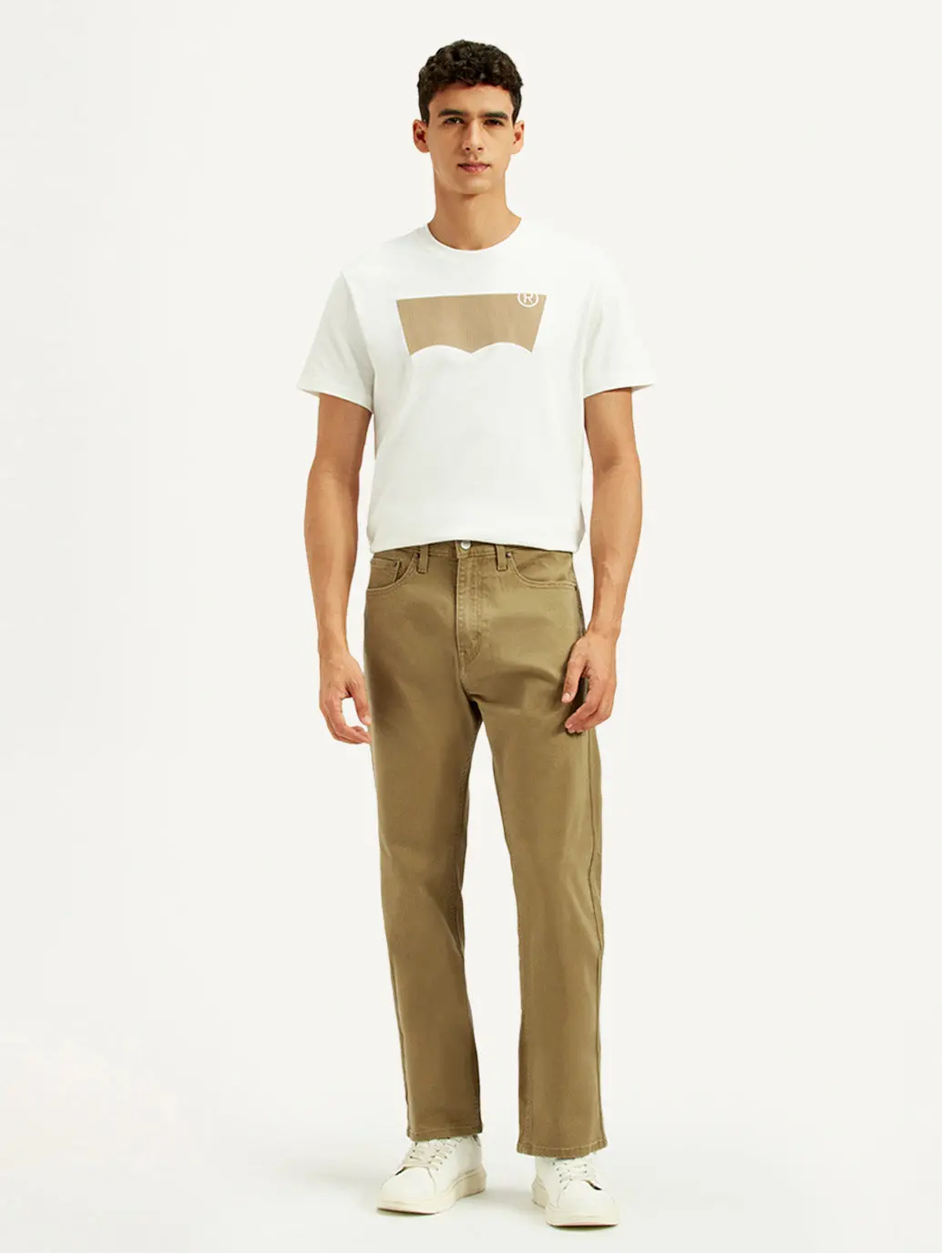 Men's 505 Khaki Overdyed Straight Fit Mid Rise Jeans 2