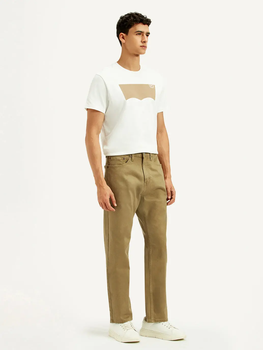 Men's 505 Khaki Overdyed Straight Fit Mid Rise Jeans 7