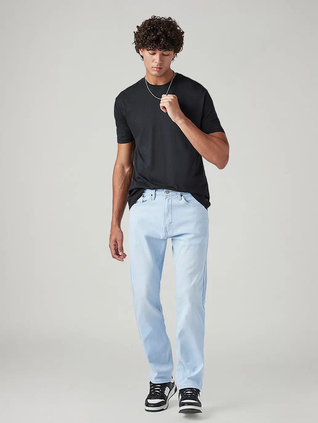 Men's 505 Light Blue Straight Fit Mid Rise Jeans 1