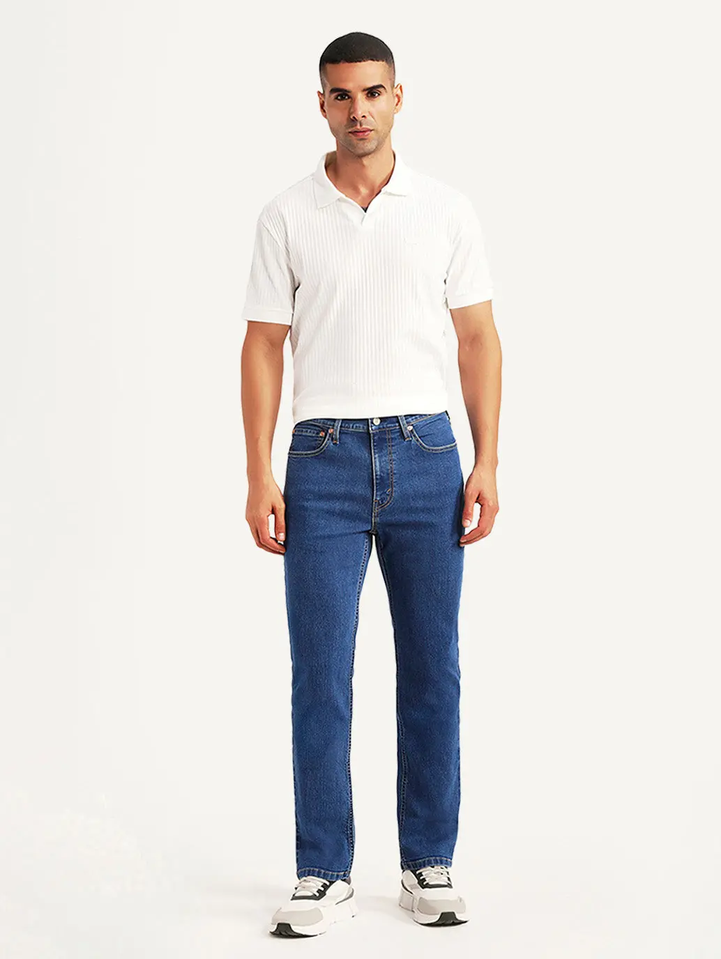 Men's 505 Blue Straight Fit Mid Rise Jeans 1