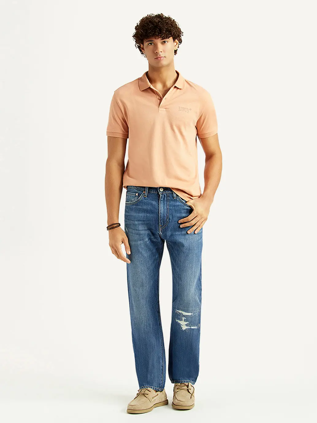 Men's 505 Blue Straight Fit Mid Rise Selvedge Jeans 1