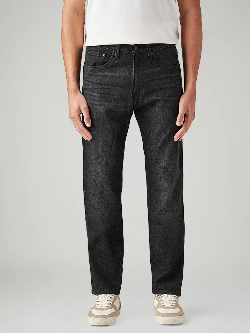 Men's 505 Black Straight Fit Mid Rise Jeans 3