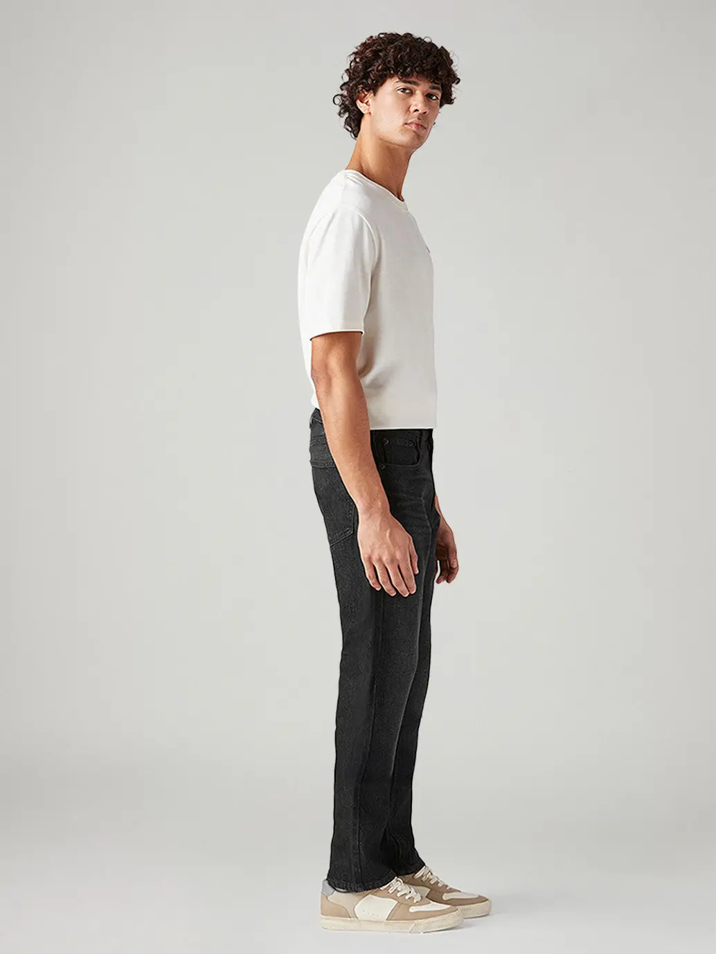 Men's 505 Black Straight Fit Mid Rise Jeans 7