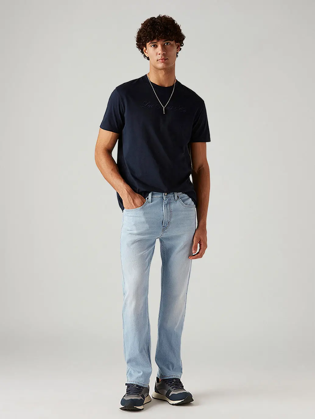 Men's 505 Light Blue Straight Fit Mid Rise Jeans 1