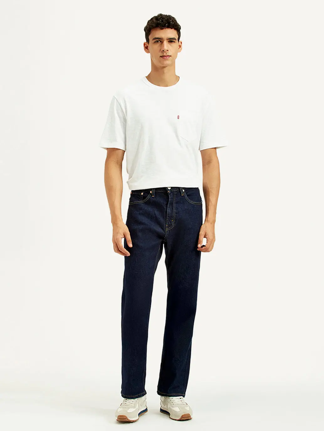 Men's 505 Navy Blue Straight Fit Mid Rise Jeans 1