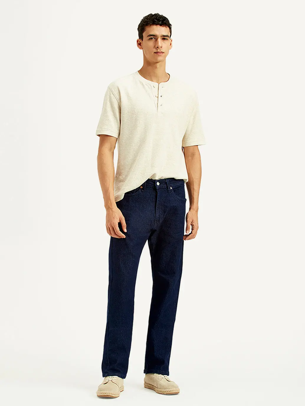 Men's 505 Navy Blue Straight Fit Mid Rise Jeans 1