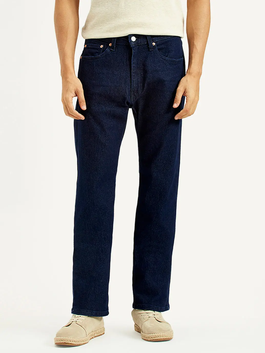 Men's 505 Navy Blue Straight Fit Mid Rise Jeans 2