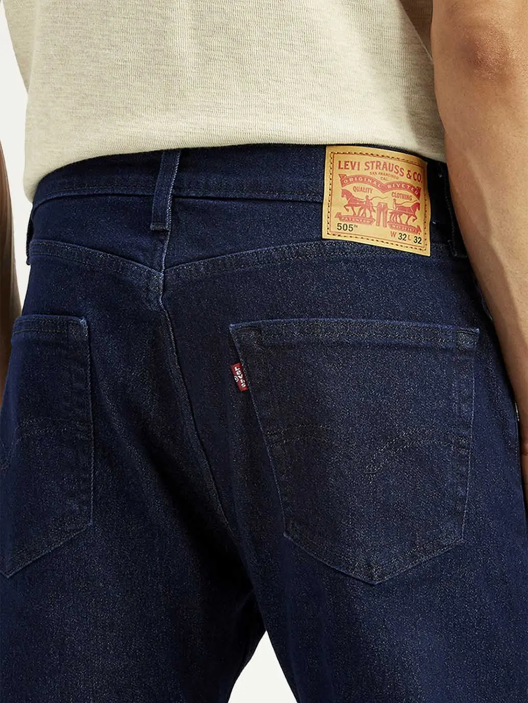 Men's 505 Navy Blue Straight Fit Mid Rise Jeans 5
