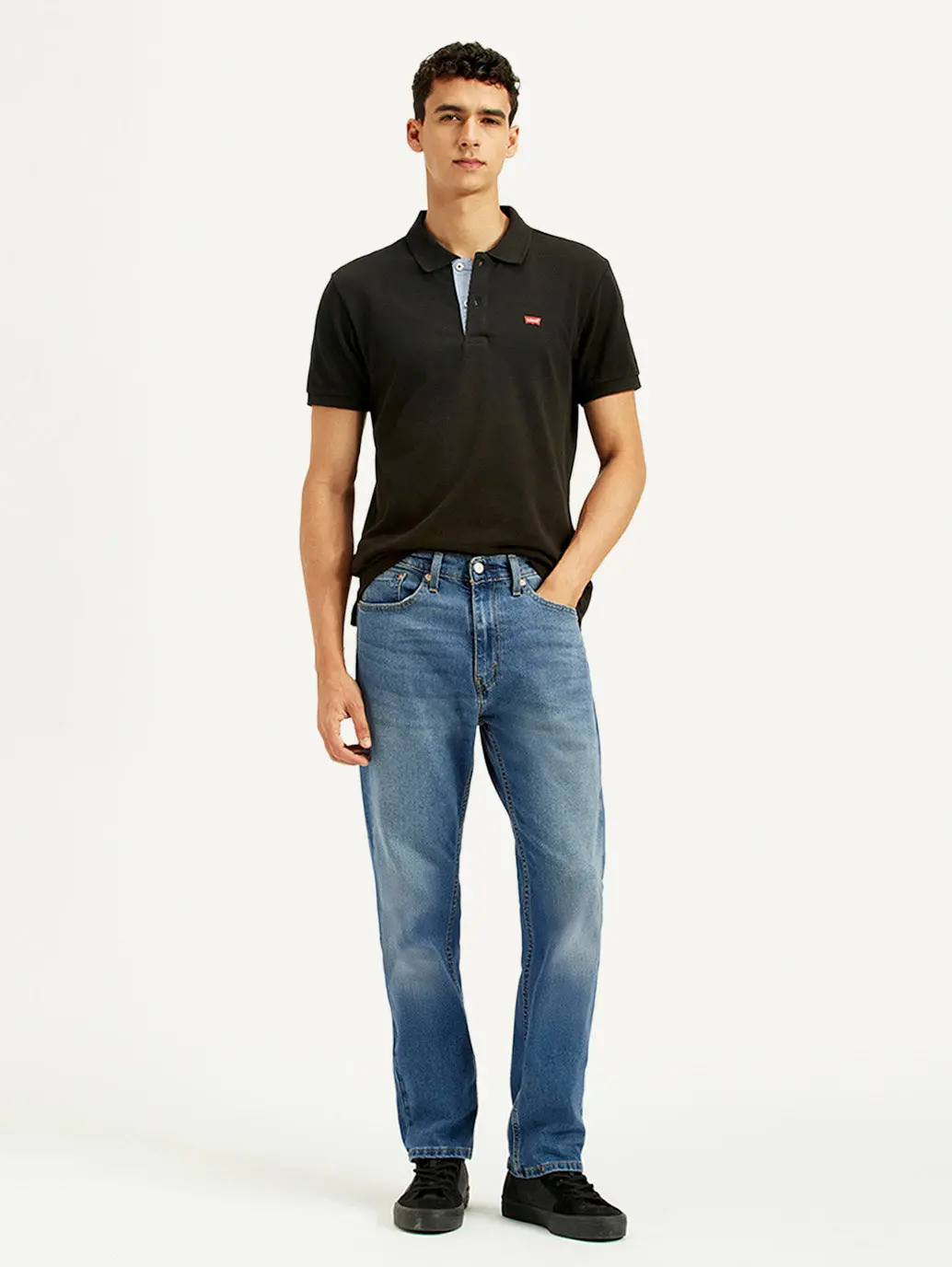 Men's 505 Blue Straight Fit Mid Rise Jeans 1